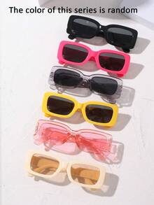 6pcs Assorted Retro Style Transparent Frame Square Sunglasses (Random Color & Style) - Multicolor - View 10