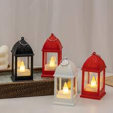 3/6pcs Plastic Mini Lanterns, Hollow Top Design For Easy Carrying, Flameless Warm Light, Retro LED Electronic Plastic Decorative Lamps, Home Decor Accents, Atmosphere Lights For Bedroom, Living Room, Camping, Outdoor, Dates, Picnics, Crafts - Hollow Out Four-corner Lantern - View 9