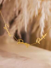 1pc Custom 18K Gold Plated Necklace With English Name 5 Names Women Custom Necklace, Girlfriend Birthday Gift, Holiday Gift Valentine's Day Gift For Girlfriend Mother Graduation Christmas Gift Rose Gold, Platinum, Frost Gold Junior High School Students, Middle School Students, High School Students, College Students, College Students, Freshman, Sophomore, Undergraduate Students,Chic Autumn - Nhiều màu - Xem 11