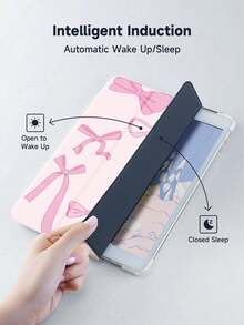 Kawaii Pink Bow Pattern IPad Case Auto Wake Sleep Tri-Fold Stand Shockproof With Pen Holder For IPad 10/Air 5/11 M3/Pro 11 - Baby Pink - View 5