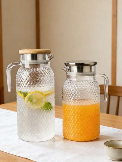 1pc High-Quality Hammered Acrylic Water Pitcher With Sealed Lid And Easy-Pour Spout. Suitable For Hot And Cold Beverages, Great For Serving Juice, Tea And Milk In Kitchen, Dining Room And Hotel