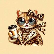 1pc/2pcs/3pcs Leopard Print Kitten Pattern Suitable For T-Shirts, Hoodies, Pillows, Backpacks And Handbags, Ideal Holiday Gifts, Holiday Gift Items | Holiday Design | Printing - L - View 8
