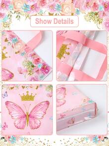 25/50pcs Butterfly Pattern Gift Bags,Pink And Purple Plastic Handbag Tote Bag, Treat Bag,Pink Butterfly Party Decorations,Baby Shower Decorations,Party Favor Handheld Bags, Bridal Shower Favors,Gender Reveal Party Supplies,1st Birthday Party Decor,Baby Girl Party Supplies,Princess Party Supplies,Baby Girl Shower Gifts - Bươm bướm - Xem 7