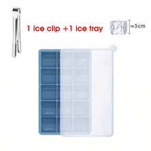 2pcs/Set (1 Ice Clip Included) 15-Cavity Square Silicone Ice Cube Tray With Silicone Lid, Multi-Cavity Silicone Ice Cube Mold, Whiskey Ice Cube Maker - Multicolor - View 15