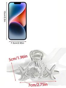 1pc Minimalist Metal Butterfly Clip Medium Hair Claw Clip For Women - Silver - View 3