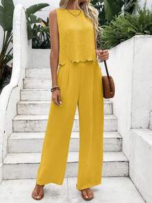 Winter Outfit,Date Night Look,Valentine's Day,Summer Must-Have! 's Hottest Sleeveless Sets (Restocking Soon!) |   Tomato Girl Summer School Uniform |   UPF 50+ Sun Protection ('s Hottest Find) - 黃色 - 查看 4