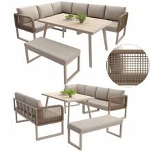 Garden Furniture Set With High-Quality Seat And Back Cushions, Garden Lounge Chairs For 6 To 8 People, Hand-Woven PE Rattan Sofa Set, Weather-Resistant, Beige - Beige - View 7