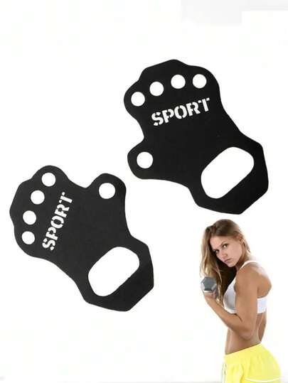 1 Pair Palm Pad Anti-Abrasion Gym Weightlifting Dumbbell Pull-Up Cycling Training Gloves, Non-Slip Fitness Grip, Suitable For Gym, Yoga, Sports, Cycling, Weightlifting, CrossFit, Bodybuilding