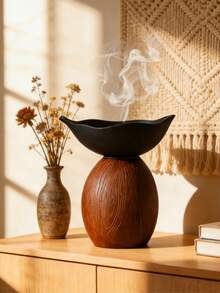 1个双色树脂香炉（木纹底座和黑色边缘） - 现代简约设计，非常适合客厅、家庭办公室，为现代家居装饰和香薰角落增添时尚、宁静的氛围。可用于家居装饰、办公室、节日和瑜伽场所的装饰和香薰。 - 多色 - 查看 9