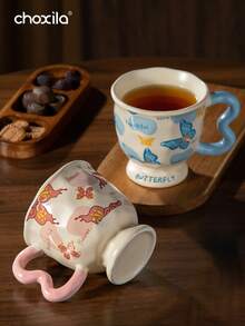 1pc 400ml Ceramic Butterfly Shaped High-Quality Mug, Cartoon Water Cup, Office/Home Coffee/Tea Cup - Porcelain Cup - View 3