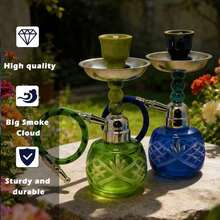 Mini Hookah Set - Made Of Sturdy And Durable Metal, Decorated With Animal Motifs, Suitable For Home Or Bar Use, Featuring A Water Filtration System, A Decorative Hookah, And Exquisite Craftsmanship. - one-size - View 9