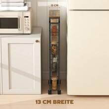 Kitchen/Serving Trolley With 5 Shelves, Rolling Kitchen Shelving Unit With Countertop, Wheels And Handle, 47 X 13 X 96.5 Cm, Black - Black - View 3