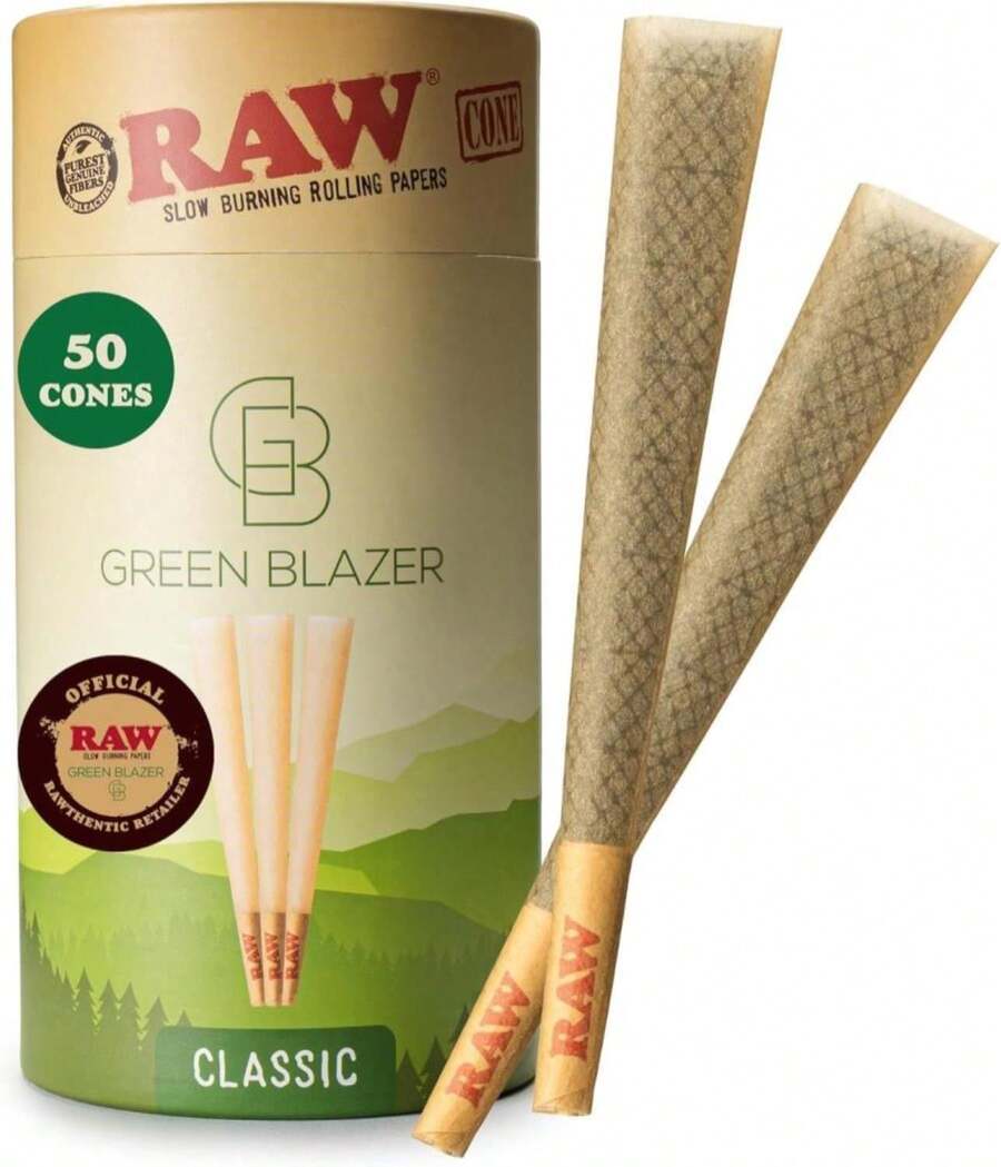 RAW Cones 1 1_4 Size: 50 Pack Patented Slow Burning Pre Rolled Rolling Papers &Amp; Tips, Classic Raw Paper, 84mm - 白色 - 查看 1