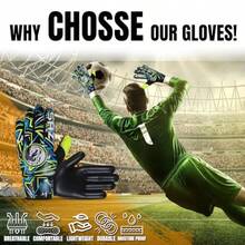 Guantes de portero de fútbol guantes de portero de fútbol para jóvenes guantes de portero de fútbol con palmas de látex de 4 mm -035 - Talla 7 adecuada para talla S-M Adulto - Ver 7