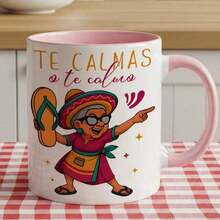 1pc Funny Spanish Grandma Abuela Themed 11oz Coffee Mug - Colorful Cartoon Cuban/Latin Design With Spanish Phrases (Abuela/Te Calmas), Dishwasher Cup Women, Mom, Birthday & Mother's Day Gifts - 黑色 - 查看 5