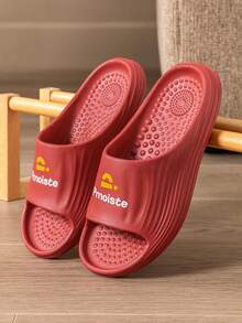 女士按摩条纹拖鞋，柔软轻便，厚底露趾凉拖鞋 - 紅色 - 查看 1