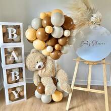 50pcs 10-Inch Vintage Beige/Nude Color Balloons With Champagne Gold Metal, Suitable For Theme Birthday Party, Baby Shower, Boho Wedding, Anniversary Decoration - Multicolor - View 3