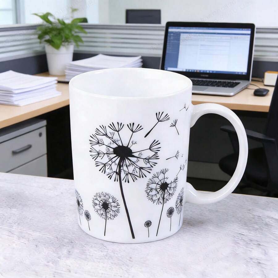 Akcesoria łazienkowe z wzorem mniszka lekarskiego, kubek, kubek do płukania - Biały - Zobacz 1