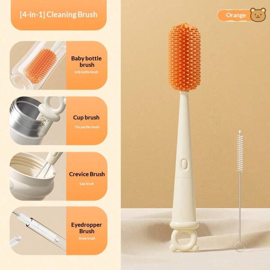 Bộ cọ rửa bình sữa silicon 8 trong 1: Cọ rửa núm vú giả, dụng cụ vệ sinh ống hút, cọ rửa miệng bình sữa. - Nhiều màu - Xem 1