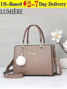 Ladies' Handbag With Pom Pom Pendant, Best Mother's Day Gift Ideas, Mother Day Gifts, Mom Gifts, Mommy's Essentials, Mommy Bag For Going Out - Màu Khaki - Xem 12