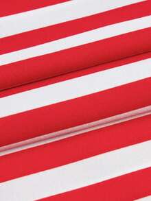 UREREM 女士红白条纹直筒裤，裤脚打结设计，梭织面料略带弹性，休闲度假装，150克梭织面料，春季款 - 紅色 - 查看 10