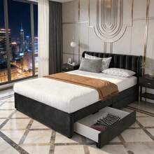 Bed Bases & Foundations - Black + Velvet + 160cm*200cm - View 1