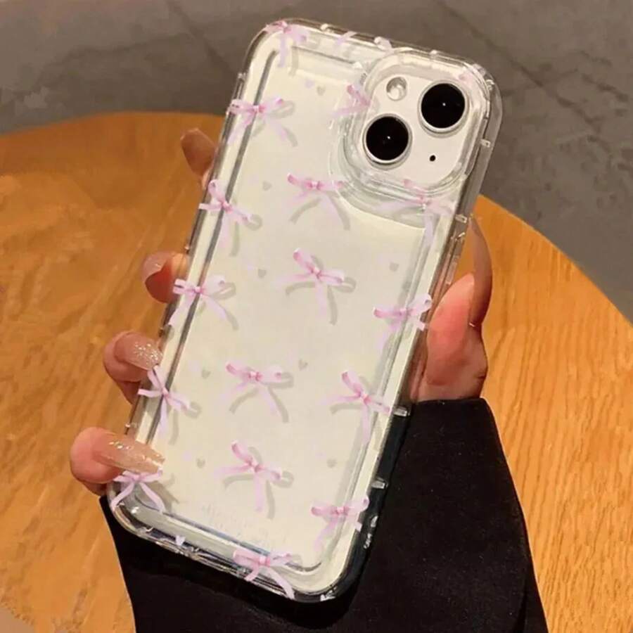 Cute Pink Heart Bow Phone 17 16 15 14 13 12 11 Pro 13 12 17Air 16e Shockproof Soft Cases Coque FRJZ - T7765 - 查看 1