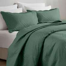 Prime Palazzo Luxury 3-Piece Double Bedspread Set With Ultrasonic Quilting - 綠色 - 查看 3