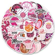 61pcs Pink Basketball Vinyl Stickers, Beautiful And Practical, Suitable For Scrapbooks, Diaries, Bumpers, Skateboards, Water Bottles, Helmets, Water Cups, Car Stickers, Etc. - Multicolor - View 1