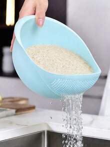 1pc Multifunctional Plastic Rice Washing Bowl, Can Be Used As Rice Washer, Vegetable Basket, Fruit Drainer - Suitable For Healthy Meal Prep And Efficient Kitchen Use, Practical Kitchen Tool - Multicolor - View 13