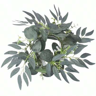 قطعتان إكليل صغير اصطناعي أخضر بطول 25 سم بطراز بوهيمي، حامل شمعة، جودة عالية لديكور عيد الحب والربيع والصيف، متعدد الاستخدامات لديكور النوافذ والطاولات المنزلية