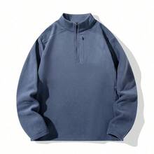 Mubberry Unique Mens Fleece Sweatshirt Jacket Pullover Pockets Warm Winter Jacket Thermal - 藍色 - 查看 1