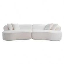 Modern Curved Sectional Sofa Cloud Modular Couch Boneless Couch Cream Boucle Upholstery, 114" L X 36.6" W X 27.9" H, No Assembly Required Contemporary Living Room Furniture | No-Assembly, Curved Boneless Sofa - 白色 - 查看 5