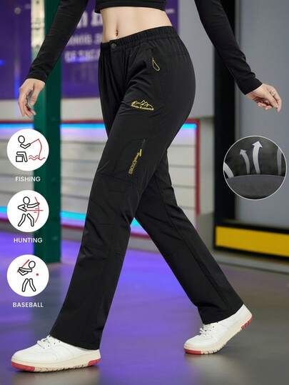 Women's Lightweight Hiking Pants, Water-Resistant, Windproof, Abrasion-Resistant, Suitable For Hiking, Camping, Outdoor Sports In Spring And Summer, With Zipper Pockets