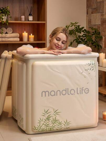 1pc Adult Portable Folding Bathtub - No Installation Required, Standalone Soaking Tub. Insulated, Suitable For Ice Bath, Hot Water Bath And Shower. Ideal Gift - Bathroom Essential; Bathroom Accessory