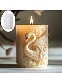 Elegant Swan Embossed Cylinder DIY Candle Silicone Mold - White - View 3