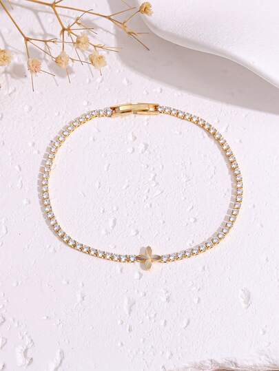 1 pieza Pulsera de tenis elegante y con brillo de moda, adecuada para uso diario