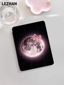 1个粉色月亮蝴蝶结图案扁平保护套，兼容10.2英寸、11英寸（2021/2020/第十代）Pro、Mini 4/5/6、（A16）11英寸（第十一代，2025）、Galaxy Tab A8 10.5英寸（2022）、Matepad 10.4/Tab，带笔槽，防摔，平板电脑支架保护套，2026年新年礼物 - 彩色 - 查看 3