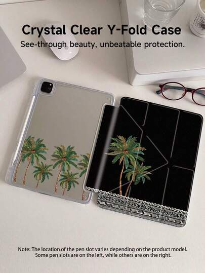 Palm Tree Pattern Tablet Case Compatible With Air 11-Inch M3 2025 / M2 2024, Air 5th Generation 2022 , (A16) 11 Inch 11th Generation 2025,Compatible With Samsung Galaxy Tab,Kindle Paperwhite 12th Gen 2024, Clear Back ,Fashion Pattern Protective Case,Autlueomatic Sleep And Wake-Up Function, Airbag Protection, Suitable For Gifts And Office Use