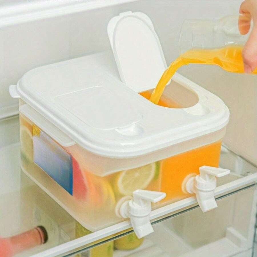 5L Getränkespender mit mehreren Fächern, mehrschichtiger Kaltwasserkrug mit Hahn, aus PP-Kunststoff gefertigt, geeignet für Limonade, Saft und andere Getränke, perfekt für den Heimgebrauch, Getränkekrug - Verschiedenfarbig - Übersicht 1