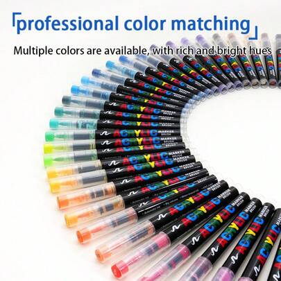 Bộ 12/24/36/48/60/72/120/168 màu bút vẽ acrylic lỏng tự động, đầu cọ mềm, mực tự động, dòng màu chuyên nghiệp, thích hợp cho gỗ, đá, vải bố, thủy tinh, vải, trứng, vẽ trên đá và các sản phẩm thủ công DIY, chống thấm nước, thích hợp làm quà tặng Giáng sinh/Mùa tựu trường.