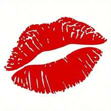1pc Waterproof Sexy Lip Print Car Sticker - Kiss Marks Decal For Rear & Side Windows And Body - Adds Flair To Your Car Or Motorcycle - Red - View 3