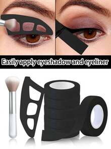 7pcs Black Eye Makeup Tools, Including 6pcs Eyeliner, Eyeshadow Stencils - Professional Eyelash Extension Tapes, Easy To Use, Create Perfect Eye Makeup, Suitable For Beginners, Eyeshadow Template, Eyeshadow Auxiliary Tools, Eyeshadow Tools And Brushes, Eye Makeup Tools, Makeup Tools 4/2/1pc - Black - View 2