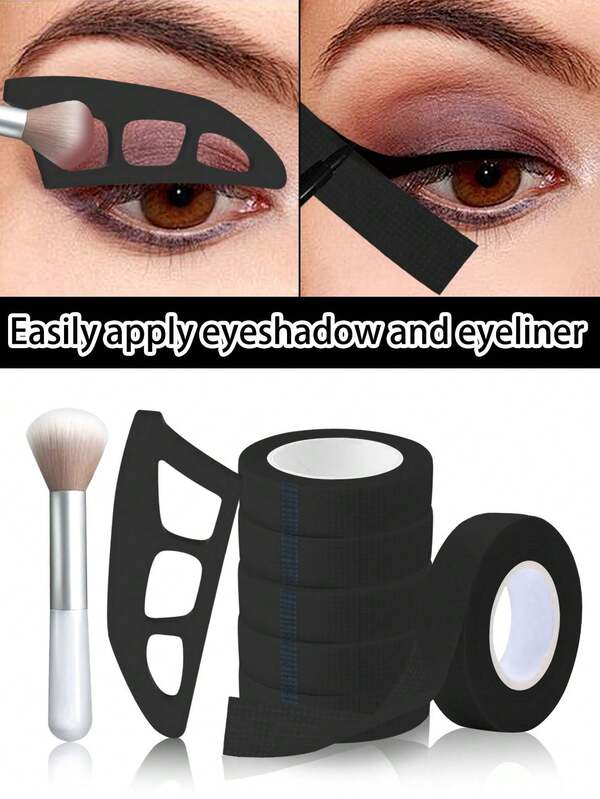 7pcs Black Eye Makeup Tools Set, Including 6pcs Eyeliner Pencils And Eyelash Extension Tapes - Professional Eyelash Extension Tapes, Easy To Use, Create Perfect Eye Makeup, Makeup Assistant For Beginners, Eyeshadow Template, Eyeshadow Applicator Tools, Eyeshadow Tools And Brushes, Eye Makeup Tools, Makeup Tools 4/2/1pc