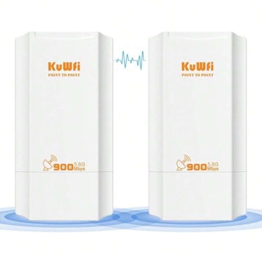 KuWFi 5.8G Puente Ethernet de red inalámbrica transmisión de largo alcance punto de acceso WiFi para exteriores kit CPE IP65 impermeable punto a punto WiFi puente para extender la señal de - como en la foto - Ver 1