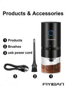 1pc USB Rechargeable Electric Coffee Grinder, Compact Portable Coffee Grinder With Professional Ceramic Grinding Core And Adjustable Grind Settings, Suitable For Home, Office, Travel, School And More - HB-985 - View 2