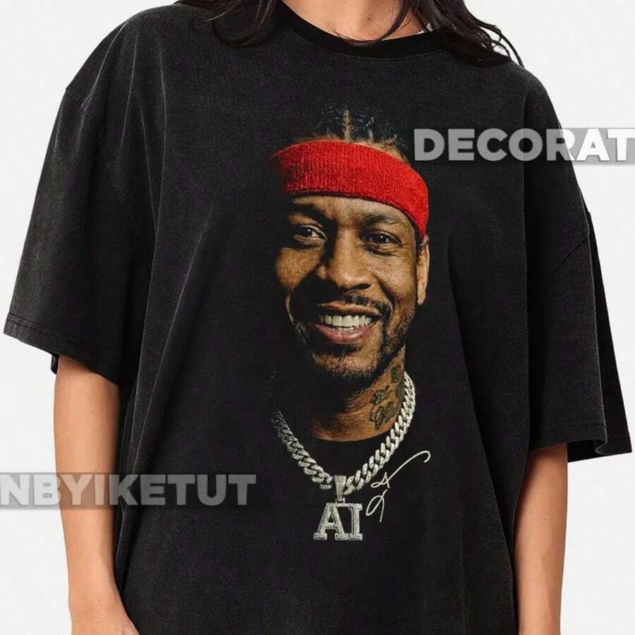 AllenA Iverson Shirt - Classic 90s Graphic Tee - Unisex - Vintage Bootleg - Gift - Retro RZ - Black - View 1