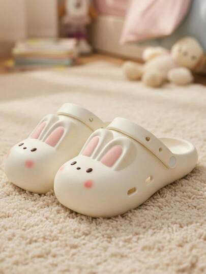 YOUMGL Women's Thick Bottom Wooden Clogs, Closed Toe Soft Cute Rabbit Design Sandals, Comfortable For Summer Beach