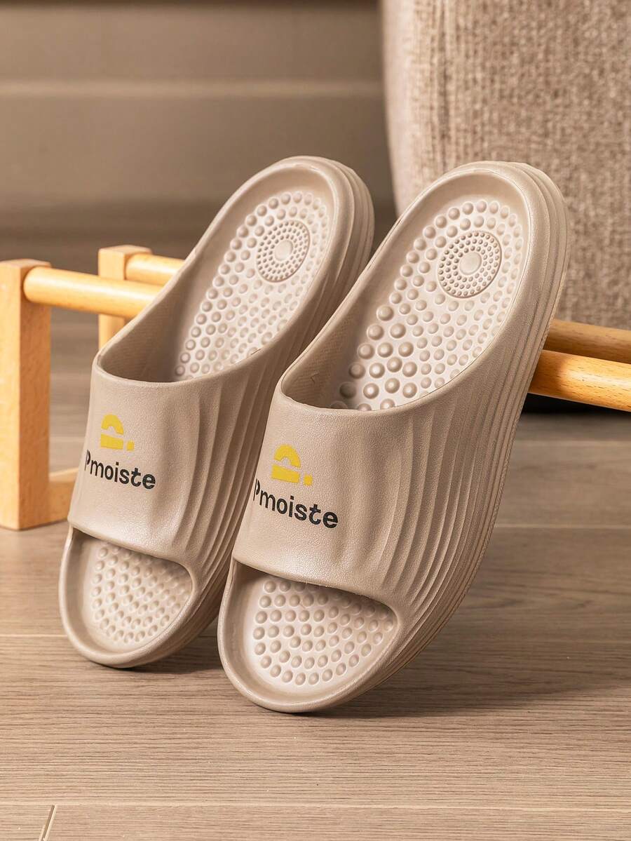 Slides For Women And Men Massage Stripe Shower Slippers Soft Lightweight Shower Shoes Thick Sole Open Toe Slides Sandals - Brown - View 1