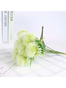 5/200 piezas Diente de león artificial de plástico, seda flor adecuada para decoración de otoño, jarrones de boda, hogar, restaurante, decoración de dormitorio, suministros para fiestas de cumpleaños y días festivos, decoración de jardín al aire libre, San Valentín, regalos de graduación - Verde claro - Ver 4